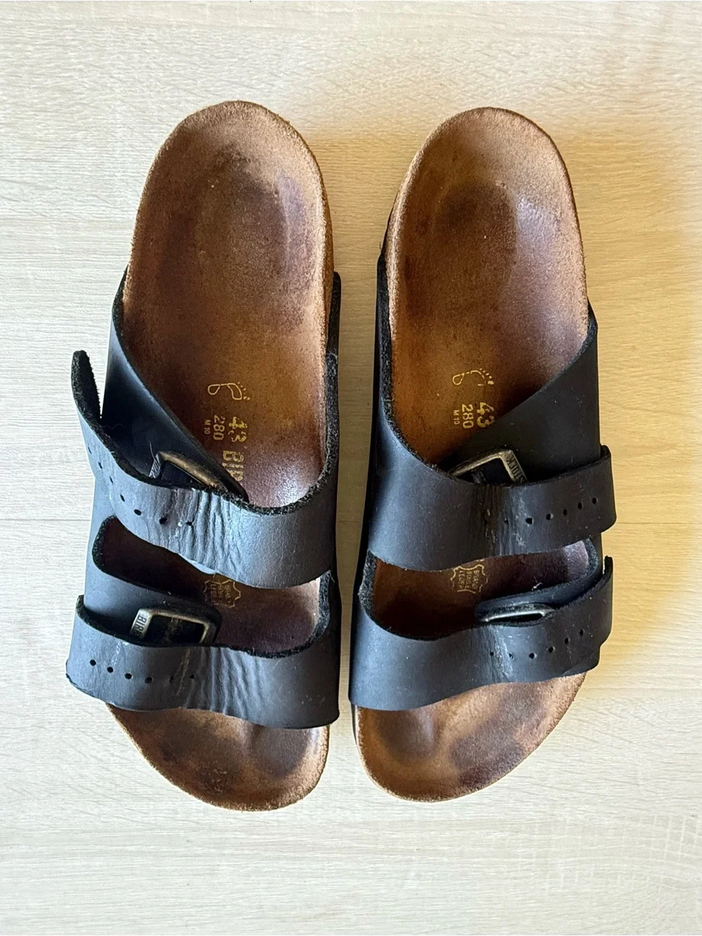 Birkenstock Arizona Black Leather Double Strap Sandals EU 43 US Men’s 10/10.5